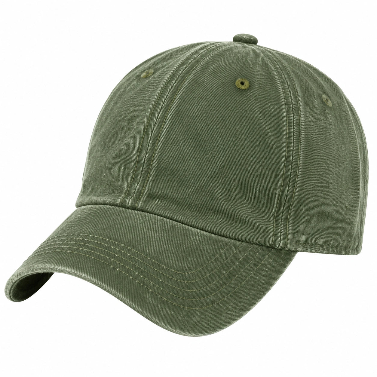 Baseballkappe Einheitsgröße Olivgrün aus Baumwollgewebe mit gebogenem Schirm im Casual-Stil