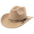 Cowboyhut Einheitsgröße in Beige mit Veloursoptik und dekorativem Flechtband