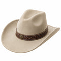 Cowboyhut Einheitsgröße Beige in Filzoptik mit Dekorband im Westernstil