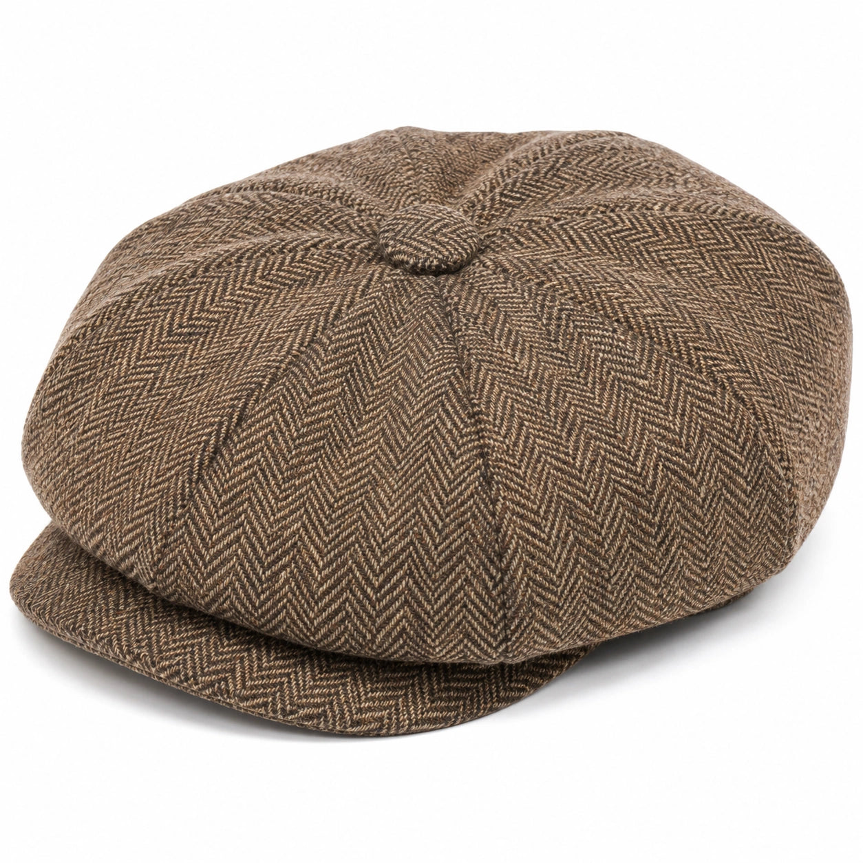 Schiebermütze Einheitsgröße Braun Textil Fischgrätmuster klassischer Freizeitstil