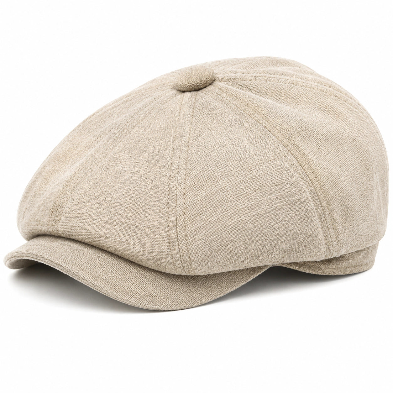 Schiebermütze Einheitsgröße aus Textil in Beige mit Schild im klassischen Stil