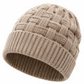 Strickmütze Einheitsgröße Beige mit Umschlag und Zopfmuster
